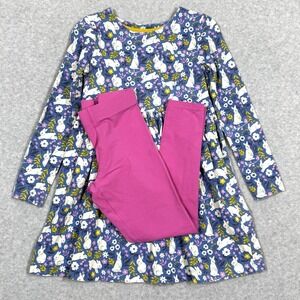 Mini Boden Dress Set Girls 9 10 Bunny Rabbit Floral Print Novelty Fun Leggings